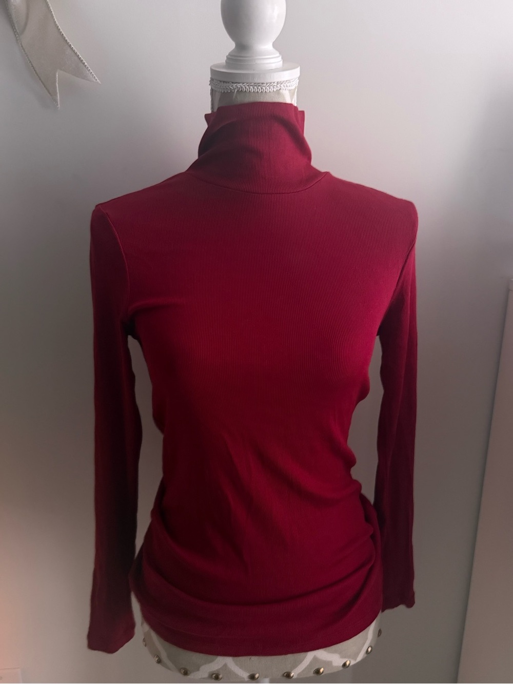 Red Turtleneck Long Sleeve Top